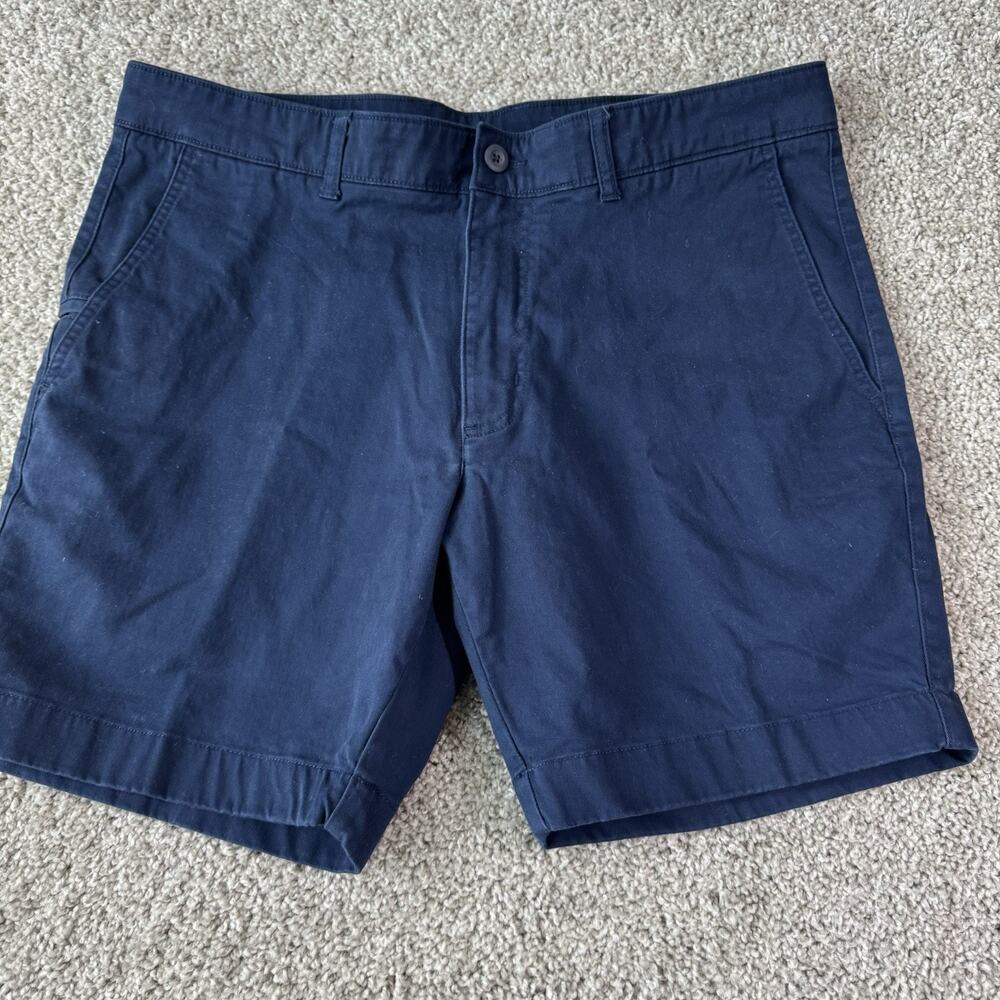 Roundtree & Yorke Shorts Mens 38 Chino Khaki Blue Casual Trim Fit Golf